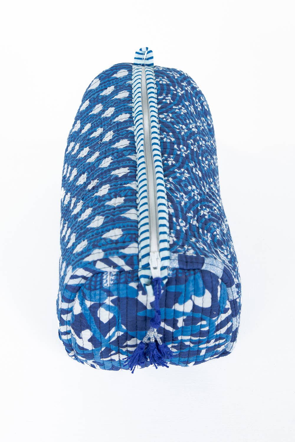 Indigo Quilted Cotton Toiletry Bag Set