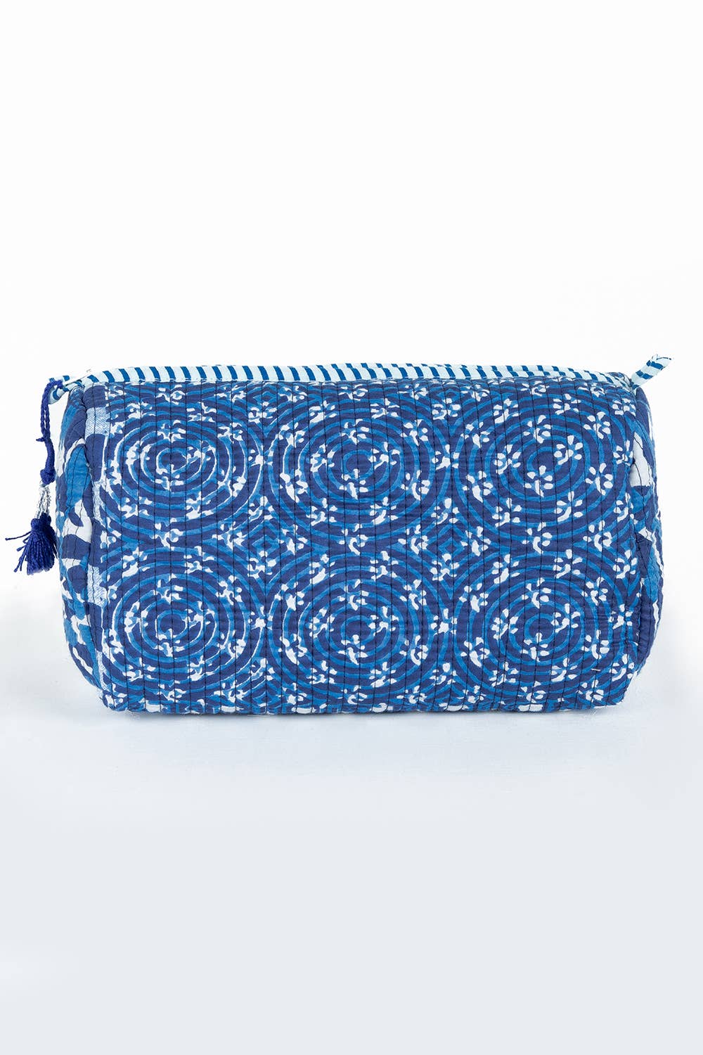 Indigo Quilted Cotton Toiletry Bag Set