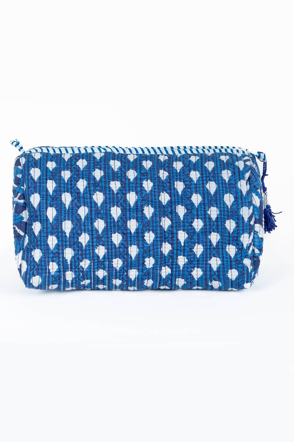 Indigo Quilted Cotton Toiletry Bag Set