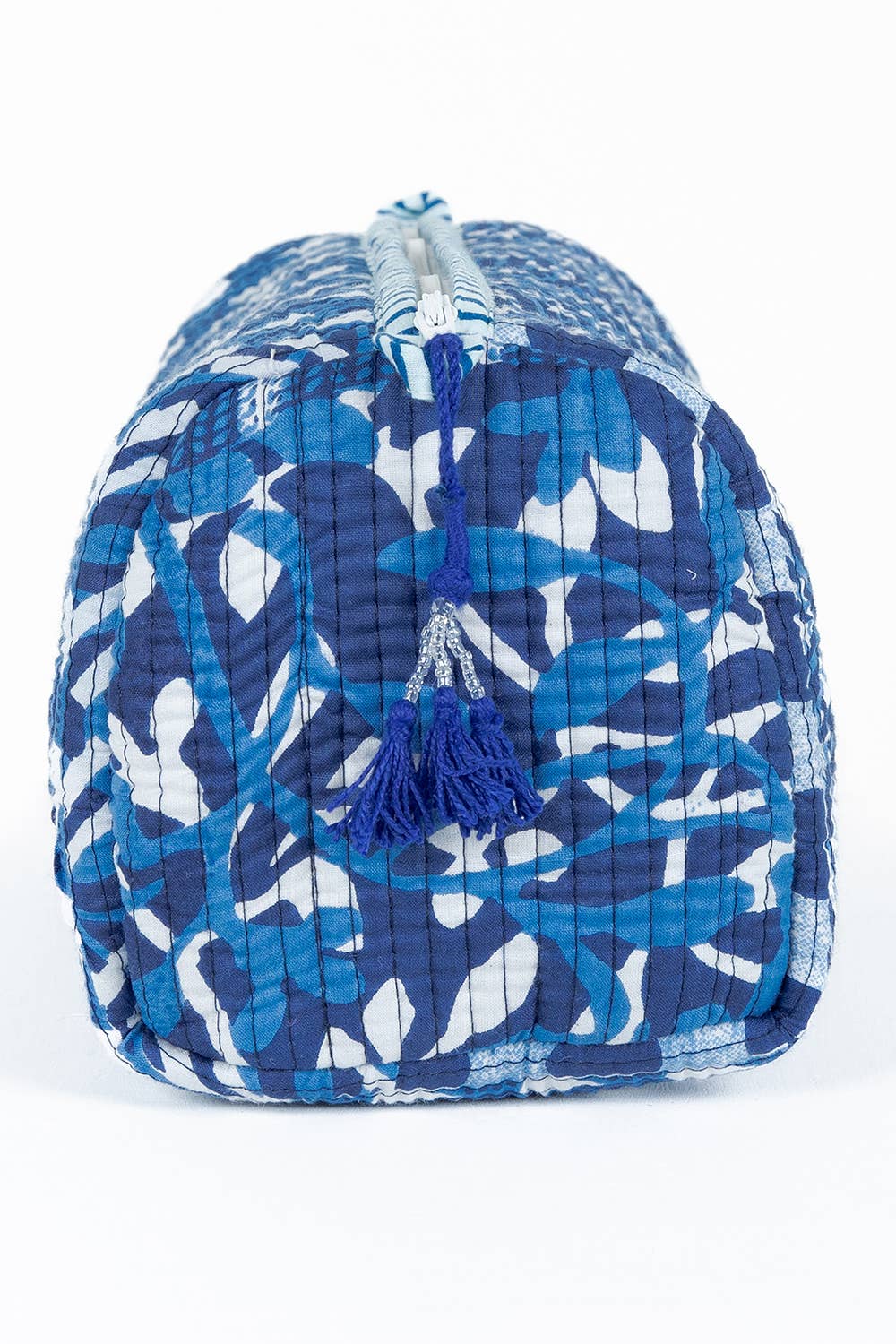 Indigo Quilted Cotton Toiletry Bag Set