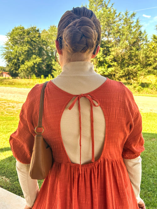 Easel Short Sleeve Tiered Linen Dress
