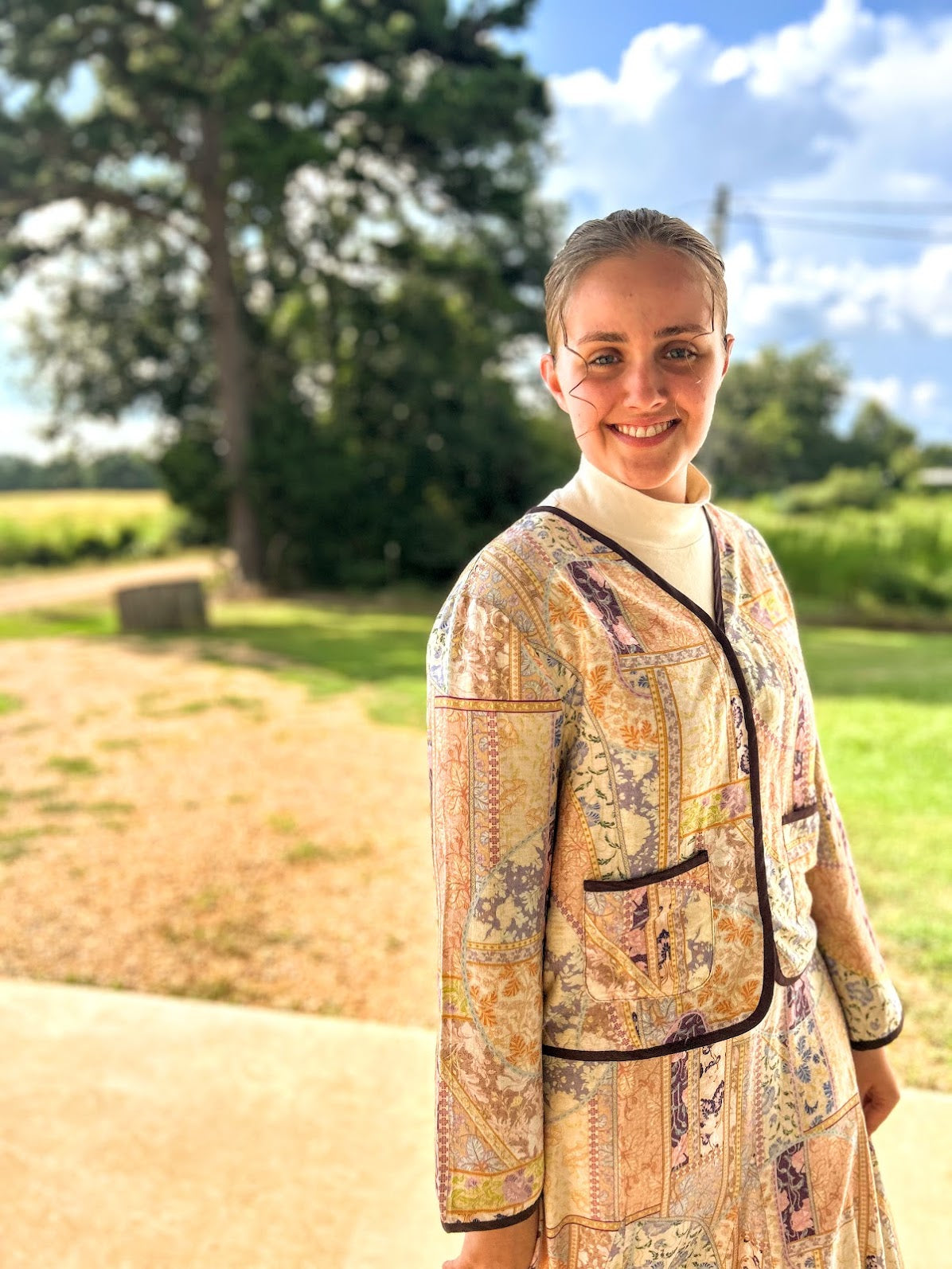 GiGiO Printed Voluminous Frill Hem Dress + Jacket || Set