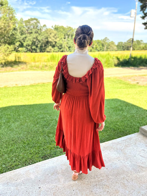Bluivy Frilled Smocked Midi Dress