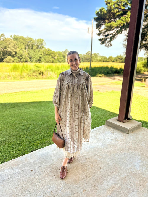 Easel Cotton Gauze Button Down Dress