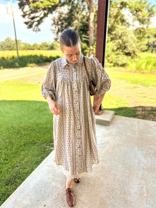Easel Cotton Gauze Button Down Dress