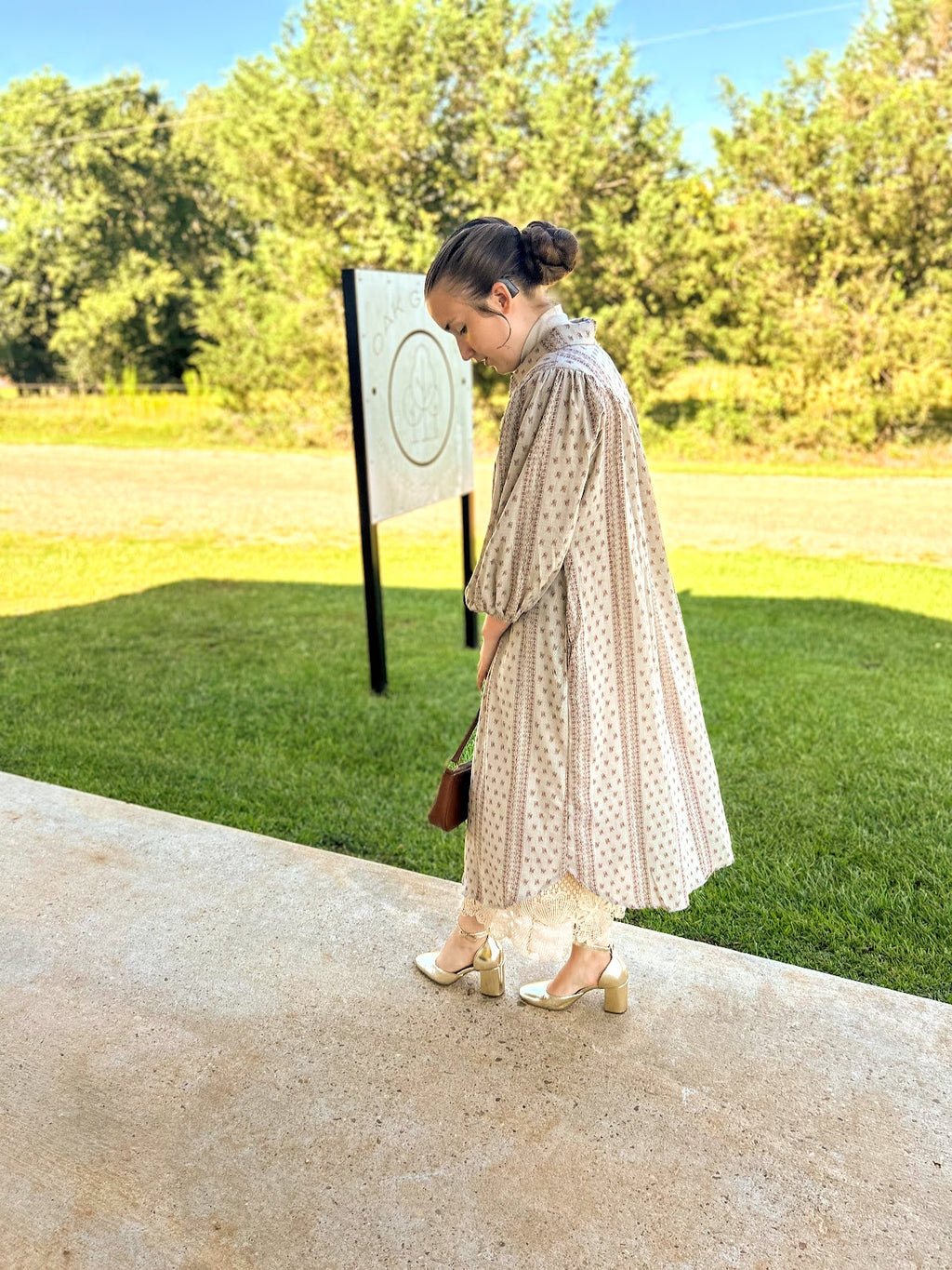 Easel Cotton Gauze Button Down Dress