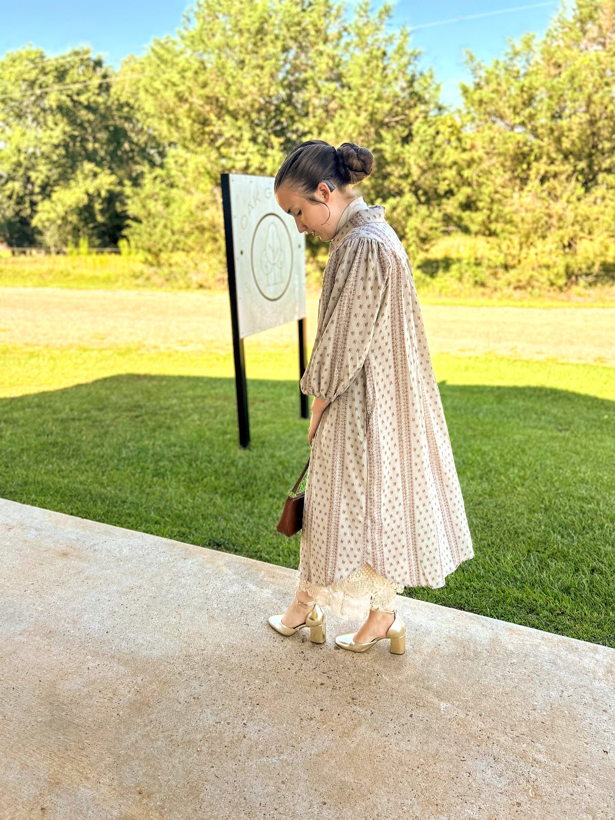 Easel Cotton Gauze Button Down Dress