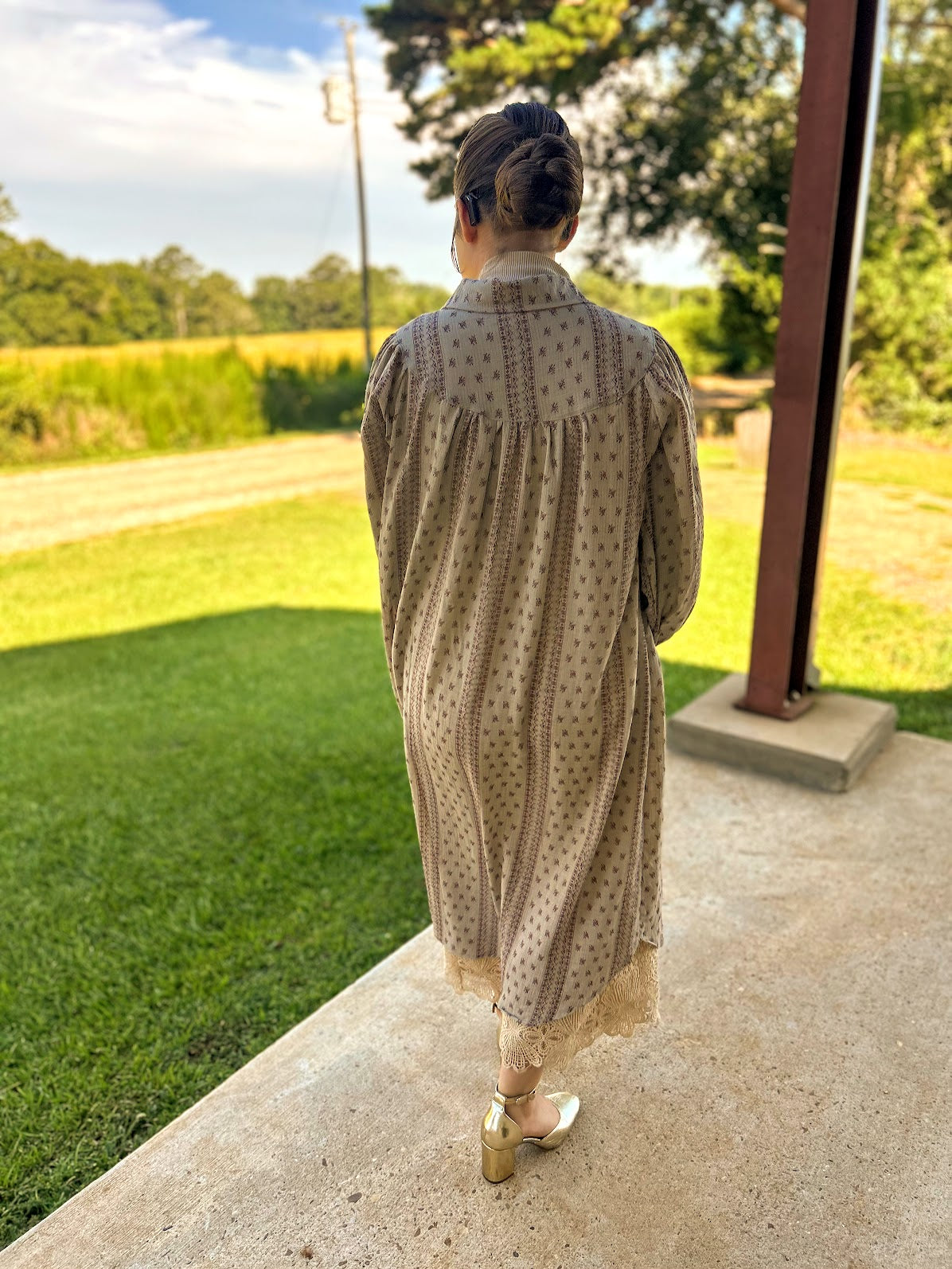 Easel Cotton Gauze Button Down Dress