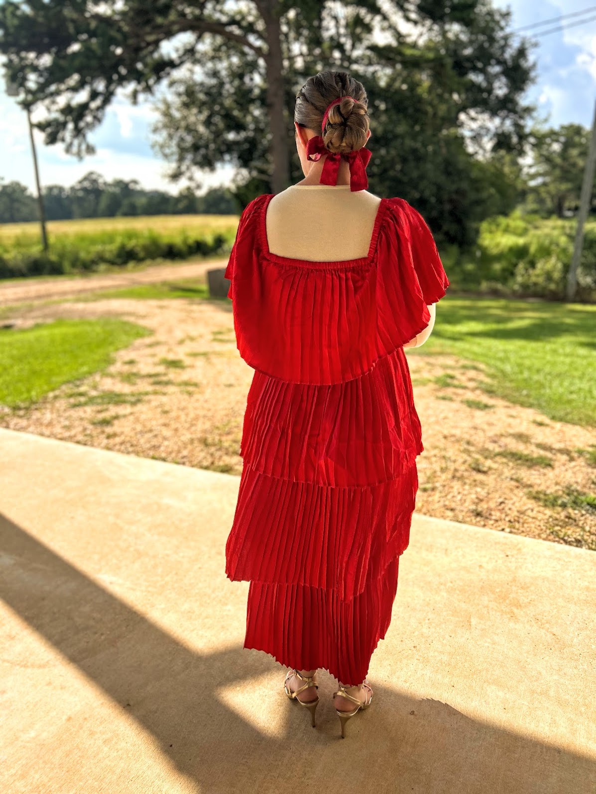 Umgee Satin Tiered Maxi Dress